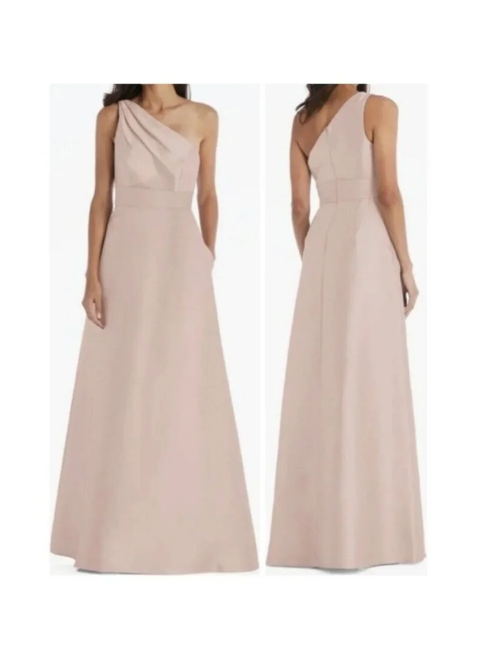 Alfred Sung Satin Twill One Shoulder Formal Gown Size 4 New Bridesmaid Party - Picture 1 of 9